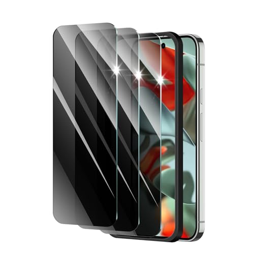 3*Privacy Screen Protector for Google Pixel 9 Pro XL/10 Pro XL with a Installation Alignment Aid, Anti-Spy Tempered Glass Film, Private Black Protection, [oilproof][ Shockproof][Scratchproof]