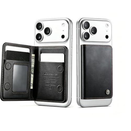 Magnetic Wallet for iPhone, Detachable Magnetic Card Holder Compatible with MagSafe, RFID Blocking Magnetic Phone Wallet with Kickstand for iPhone 17/16/15/14/13/12 Series, Black - color: Black