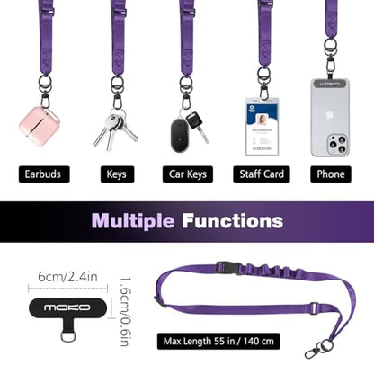 MoKo Adjustable Phone Lanyard Crossbody Strap with Detachable Quick Buckle - color: Dark Purple