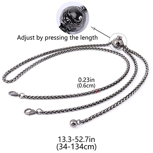 Portable Crossbody Phone Lanyard - Adjustable Metal Chain Case - color: Cell Phone Clips and Chains（gun Black Color）x01