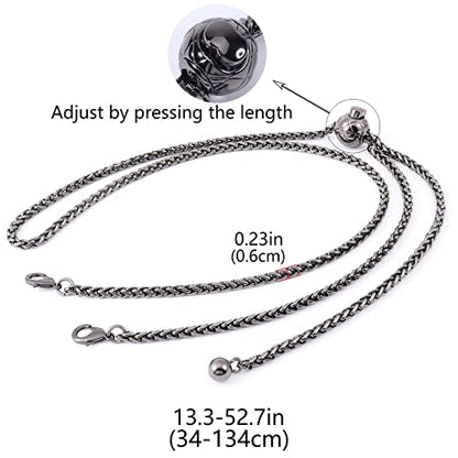 Portable Crossbody Phone Lanyard - Adjustable Metal Chain Case - color: Cell Phone Clips and Chains（gun Black Color）x01