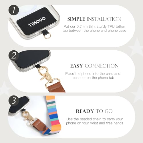 TiMOVO Phone Lanyard Crossbody Wrist Strap, Adjustable Anti-Theft Strap for Smartphone Case - color: Multicolour Stripes