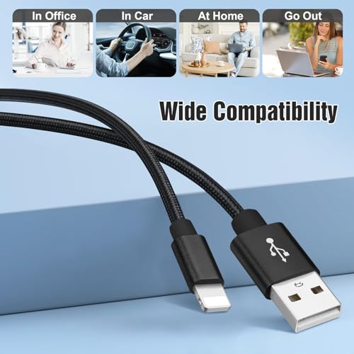 5Pack(2/2/4/4/6FT) Phone Charger Cable, Nylon Braided Fast Charging Cord Compatible with Phone14/13/12/11Pro Max/XS MAX/XR/XS/X/8/7Plus iPad AirPods