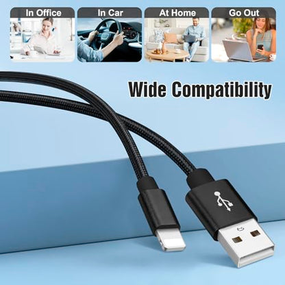 5Pack(2/2/4/4/6FT) Phone Charger Cable, Nylon Braided Fast Charging Cord Compatible with Phone14/13/12/11Pro Max/XS MAX/XR/XS/X/8/7Plus iPad AirPods