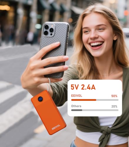 Portable Charger Built in 4 Cables, 10000mAh Power Bank, Orange - color: Orange