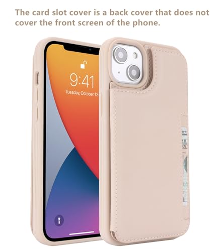 iCoverCase Compatible with iPhone 14 Case with Card Holder, Wallet Case for Women Men RFID Blocking PU Leather Protective Phone Case 6.1 Inch (Beige) - color: Beige