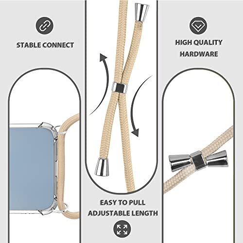 for iPhone 14 Plus Clear Case Crossbody Adjustable Shoulder Neck Lanyard Strap Cover Women Girls Soft Slim Protective Hanging Phone Mobile Case for iPhone 14 Plus - Beige - size: for iPhone 14 Plus