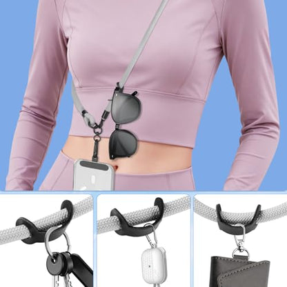 Phone Lanyard, Phone Strap Crossbody with 2 Pack Tether Tab, Adjustable Anti Theft Phone Strap for All Phones (gray) - color: Gray