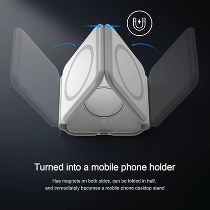 Apple Devices Charging Pad for iPhone 12 13 14 15 16 Pro Max, iWatch, Airpods - 3 in 1 Wireless, Magnetic Foldable Travel Charger Station for Multiple Apple Devices, Fast-Charging, Charger Included