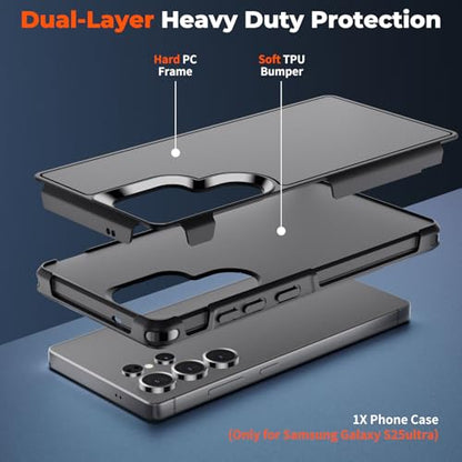 zapica Designed for Samsung Galaxy S25 Ultra Case, Black | Military Grade Drop Protection, Dual Layer Structure Design, Heavy Duty Shockproof Non-Slip Phone Cover - color: Black, size: Samsung Galaxy S25 Ultra 6.9''