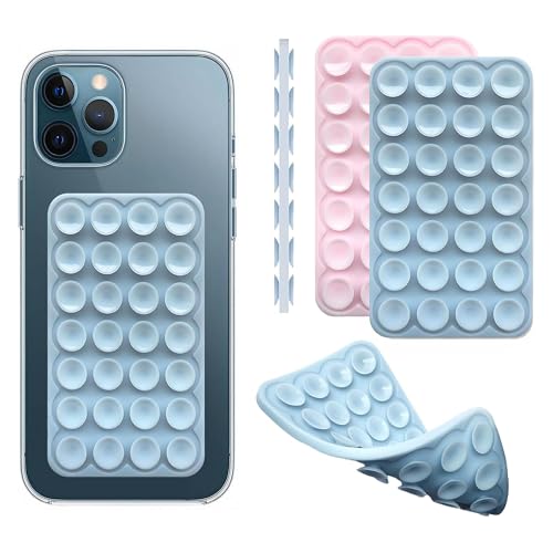 DreamsLink.LC Silicone Double-Sided Suction Phone Mount, BabyPink+Babyblue
