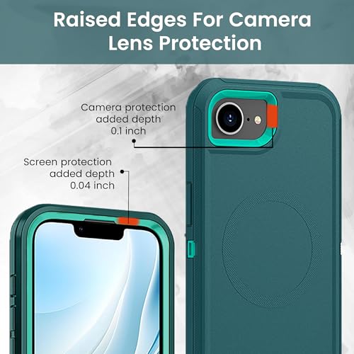 MXX Case for iPhone 16e & iPhone 17e, 3-Layer Heavy Duty Protective Cover, [Compatible with MagSafe] Shockproof Dustproof Drop Resistant Phone Case Turquoise/Teal Blue - color: Turquoise
