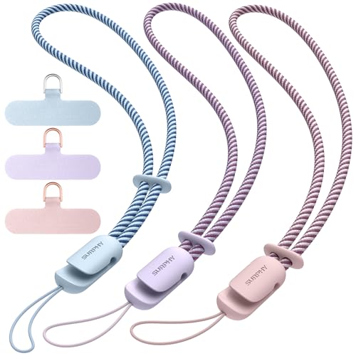 SURPHY 3 Pack Phone Wrist Strap, Phone Lanyard with Cellphone Tether Tab - color: Cloud Blue & Lilac & Pink