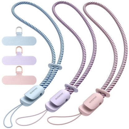 SURPHY 3 Pack Phone Wrist Strap, Phone Lanyard with Cellphone Tether Tab - color: Cloud Blue & Lilac & Pink