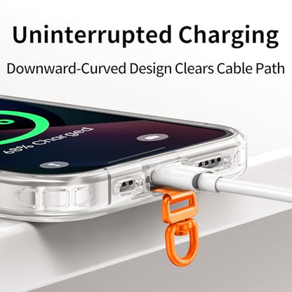 saxsion Phone Tether Tab & Lanyard Tab, 360° Swivel Clip - Ultra Thin Stainless Steel Universal Patch for All Phone Cases - color: Hermes Orange*2