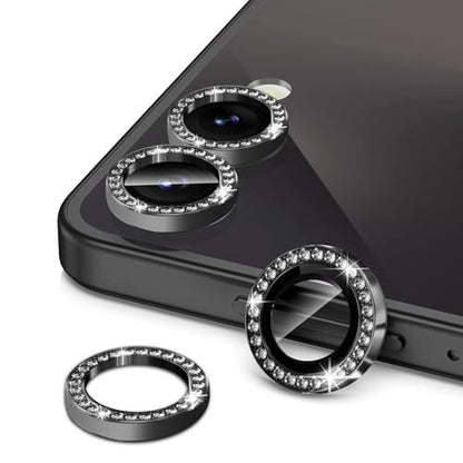 2-Pack Camera Lens Protectors for Galaxy Z Flip7, Glitter Bling Sparkly Camera Cover with Aluminum Edging,Individual Metal Lens Cover [Case Friendly],Bling Black - color: Bling Black