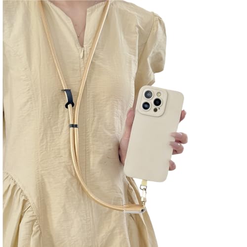 Phone Leather Lanyard with Tabs,Adjustable Anti Theft Phone Crossbody Strap for iPhone and Smartphone,Purse - color: Gold