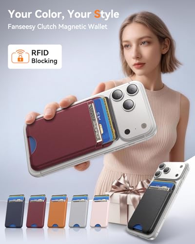 for MagSafe Wallet, 5 Card Holder, Slim Leather Magnetic Wallet for iPhone 17/16/15/14/13/12 Pro Max Plus Air Series, 1 Card Slots & 1 Cash Slot,WineRed - color: WineRed