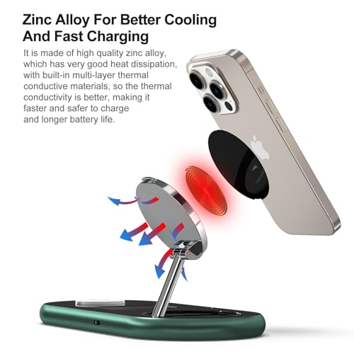 3 in 1 Charging Station for Apple Devices, Faster Mag-Safe Charger Stand, Magnetic Wireless Charger Station for iPhone 17 16 15 14 13 12 Pro Max Plus, Apple Watch iwacth & AirPods, (Alpine Green) - color: Alpine Green