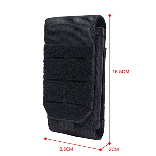 Universal Tactical Molle Phone Pouch Cellphone Holder | Mobile Holster Belt Smartphone Pouch for iPhone 17 Pro Max/Air/17 Pro/ iphone17/16 /15 /14 /13/12 Pro Max/iphone 16/15/14Plus - color: BLACK