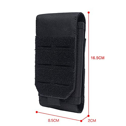 Universal Tactical Molle Phone Pouch Cellphone Holder | Mobile Holster Belt Smartphone Pouch for iPhone 17 Pro Max/Air/17 Pro/ iphone17/16 /15 /14 /13/12 Pro Max/iphone 16/15/14Plus - color: BLACK