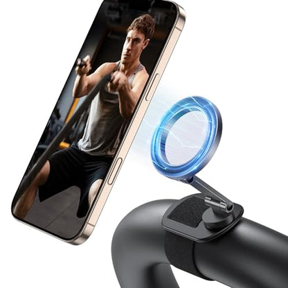 OMOTON Magnetic Phone Holder for Magsafe, 360° Rotation with 2 Straps, Strong Magnets Compatible with 30oz Stanley 16-64 oz Bottle, Gym Equipment, Steering Wheel & Stroller