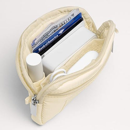 Nekmit Clip and Go Strap for Phone with Wallet Crossbody, Adjustable Phone Lanyard with Detachable Zippered Pouch & Wristlet - color: Beige