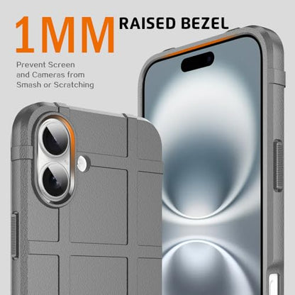 Rugged Shield 8ft Drop Proof TPU Thick Armor Tactical Protective Case Compatible with iPhone 16 Plus (6.7 inches) - City Grey - color: City Grey, size: iPhone 16 Plus