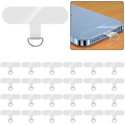 LonlyEagle 24 Pieces Phone Tether Tab, Universal Phone Lanyard Patch Without Adhesive - color: Silver