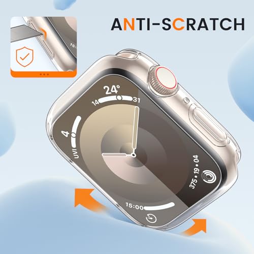 [2 Pack] Bumper Case for Apple Watch Series 9/8/7 41mm, Clear - color: Clear+Clear, size: 41 mm Series 9/8/7