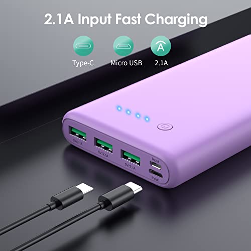 Portable Charger 36800mAh Power Bank,PD Fast Charging USB C External Battery Pack,4 Outputs 2 Inputs Travel Essentials Portable Phone Charger for iPhone 17/16/15/14/13/12,Galaxy S24 Android Phone etc - color: Purple