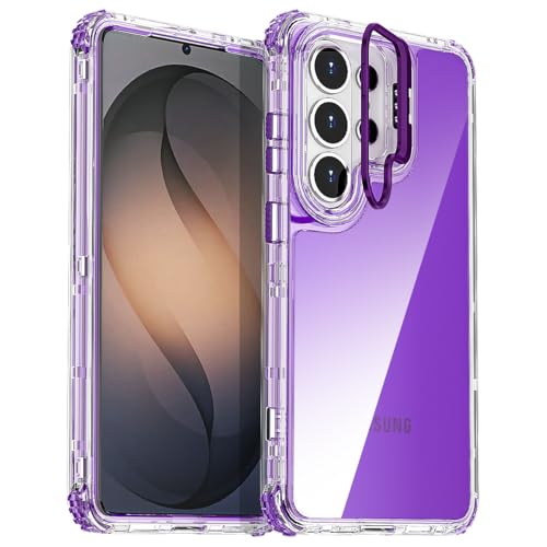 AICase for Samsung Galaxy S26 Ultra Clear with Metal Camera Heavy Duty Drop Protection Full Body Rugged Shockproof/Dust Proof Triple Layer Transparent Military Protective Tough Cover for S26 Ultra_4 - color: Purple with Metal Camera Frame, size: Samsung g