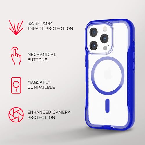 Tech21 EvoPro for iPhone 16 Pro Compatible with MagSafe - Impact Protection Case 21x Military Standard Tested - in Clear/Blue - color: Clear/Blue, size: iPhone 16 Pro