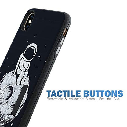 CasesOnDeck Case Compatible with [Apple iPhone X | iPhone Xs][Grip Tactical] iPhone Xs Hybrid Bump and Drop Protection Case Slim Fit Dual Layer Cover (Man on Moon) - color: Man on Moon