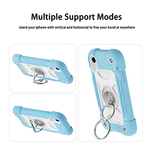 MARKILL Compatible with iPhone XR Case 6.1 Inch with Ring Stand, Heavy-Duty Military Grade Shockproof Phone Cover for iPhone XR 6.1. - color: Ice Blue, size: iPhone XR 6.1"