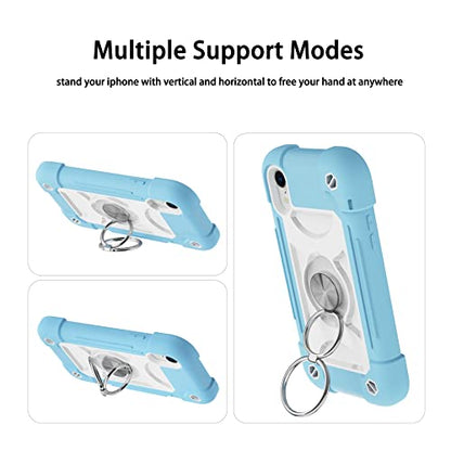 MARKILL Compatible with iPhone XR Case 6.1 Inch with Ring Stand, Heavy-Duty Military Grade Shockproof Phone Cover for iPhone XR 6.1. - color: Ice Blue, size: iPhone XR 6.1"