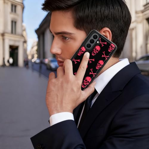 Pink Skull Wallet Case for Samsung Galaxy A17 5G, Shockproof RFID Blocking PU Leather Flip Folio Cover with Card Holder, Kickstand & Magnetic Closure, Protective Phone Case - color: Pink skull, size: Galaxy A17