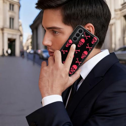 Pink Skull Wallet Case for Samsung Galaxy A17 5G, Shockproof RFID Blocking PU Leather Flip Folio Cover with Card Holder, Kickstand & Magnetic Closure, Protective Phone Case - color: Pink skull, size: Galaxy A17