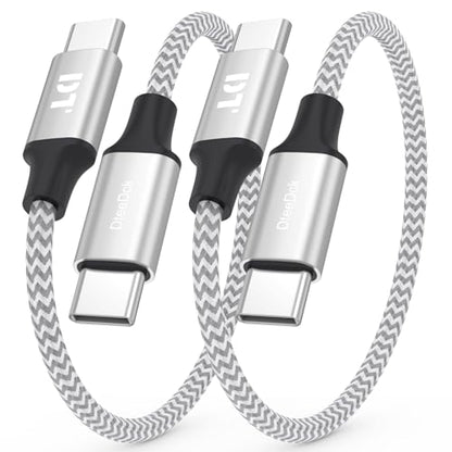 6 inch USB C to USB C Cable Short Fast Charging 60W, 2-Pack, Silver