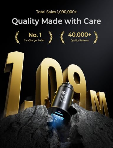 AINOPE 67.5W 12V Car Charger, Cigarette Lighter USB Charger Fast Charging - color: Black - Standard