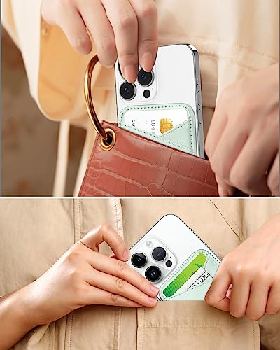Miroddi for MagSafe Wallet, Ultra-Thin Magnetic Wallet with 2 Card Slots | RFID Blocking, No More Falling, Strongest Magnetic Card Holder for iPhone 17/16/15/14/13/12 Series & Pixel 10 Series, Green - color: Green
