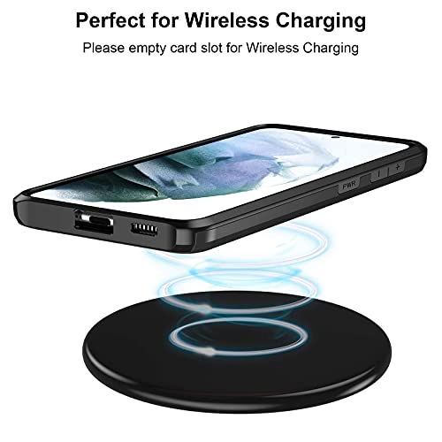 Jiunai for Samsung Galaxy S21 Case Wallet Credit Card IDs Cash Holder Black | Slide Cover Dual Layer Hybrid Protective Hard PC Soft TPU Rubber Cover Phone Case for Samsung Galaxy S21 5G 6.2'' Women Men - color: Black