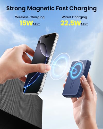 for Magsafe Battery Pack 12000mAh Magnetic Power Bank Portable Charger 20W USB C Fast Charging Wireless Charger for iPhone 17/16/15/14/13/12 | PD 22.5W Fast Charging, USB C in&Out Wireless Battery Pack Phone Charger for iPhone 16/15/14/13/12 All Series -