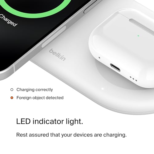 Belkin Qi2 15W 2 in 1 Wireless Charging Pad with USB-C Port - color: White, style: 2 in 1
