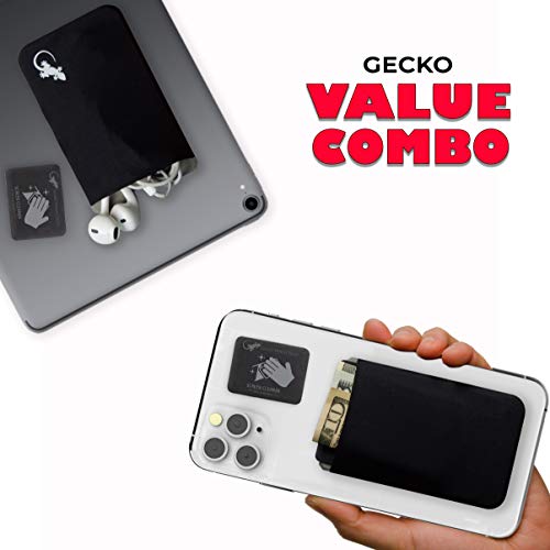 Phone Wallet - Adhesive Card Holder - Cell Phone Pouch - Stick on Lycra Pocket by Gecko - Carry Credit Cards and Cash - color: COMBO - GECKO