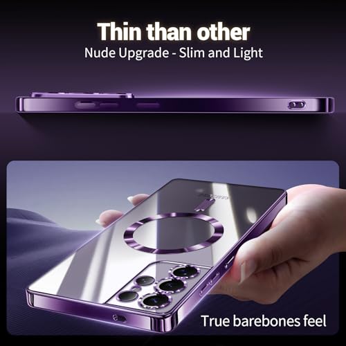 Hurgoer for Samsung Galaxy S21 Ultra Case.Soft TPU Electroplated Frame Cover with Clear Back.Drop Tested Protective Full Body Case.Thin Light Slim【Not Magsafe】 (Deep Purple, S21 Ultra) - color: Deep Purple, size: S21 Ultra
