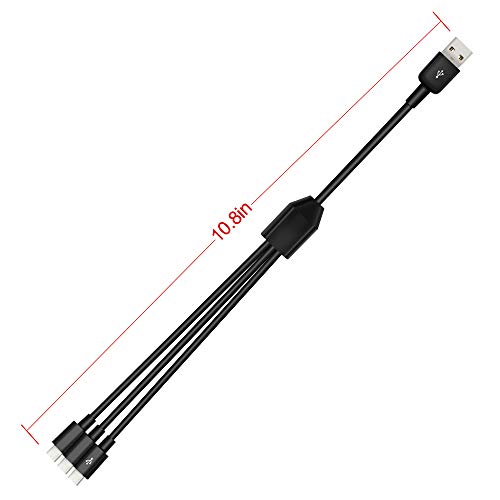 Duttek USB to Micro USB Splitter Cable, 3 in 1 USB 2.0 A Male to Three Micro USB Male 1 to 3 Sync Charging Cable Adapter Cord (25CM/10 Inch) - color: Black, style: 3 in 1