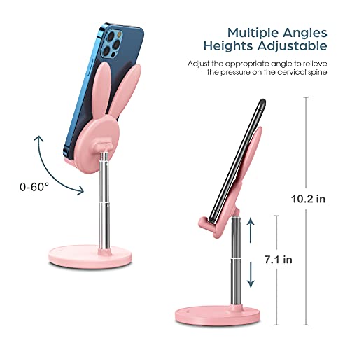 OATSBASF Cute Bunny Phone Stand Adjustable Pink Phone Holder for Phones - color: Pink