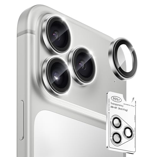 2 Pack Camera Lens Protector for iPhone 17 Pro Max/17 Pro/16 Pro Max/16 Pro/15 Pro Max/15 Pro/14 Pro Max/14 Pro [1:1 Invisible Fit] Military Grade Glass & Metal Camera Cover, Sliver - color: Silver