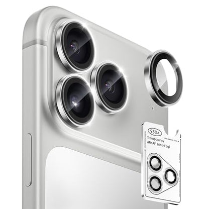 2 Pack Camera Lens Protector for iPhone 17 Pro Max/17 Pro/16 Pro Max/16 Pro/15 Pro Max/15 Pro/14 Pro Max/14 Pro [1:1 Invisible Fit] Military Grade Glass & Metal Camera Cover, Sliver - color: Silver